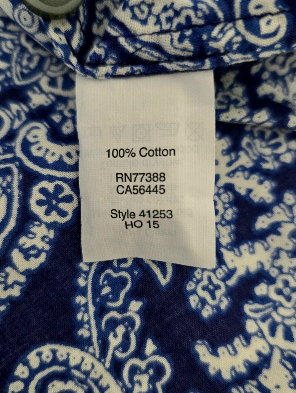 J. Crew Paisley Print button down shirt. Blue/white. Size Large - Picture 12 of 12